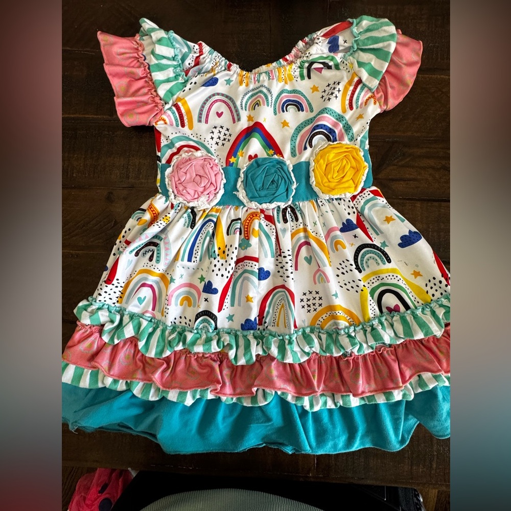 Colorful Rainbow Kids Casual Dress